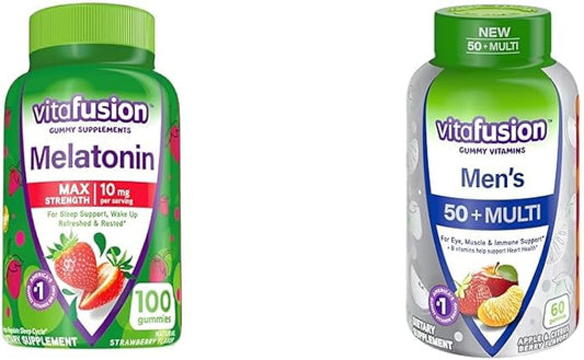 Vitafusion Max Strength Melatonin 10mg Gummy 100 Count 50+ Multi 60 Count