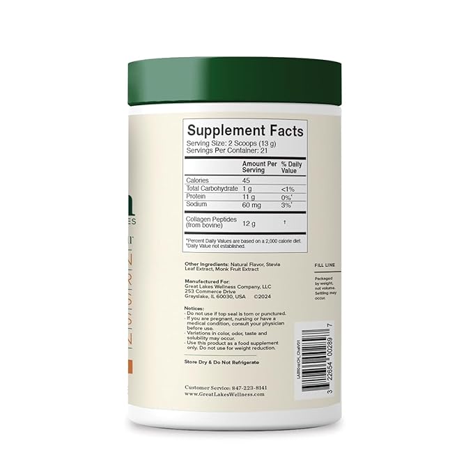 Great Lakes Wellness Collagen Peptides Powder 10 oz