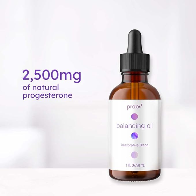 Proov Balancing Oil for Face and Body with 2500 mg bio-identical USP Natural Progesterone, MCT Oil and Vitamin E Oil l Vegan Moisturzing Skincare For Women | 1 Fluid oz/30mL