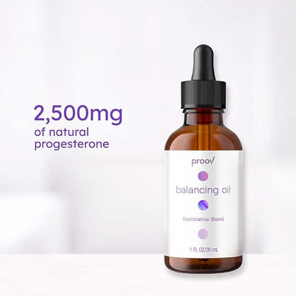Proov Balancing Oil for Face and Body with 2500 mg bio-identical USP Natural Progesterone, MCT Oil and Vitamin E Oil l Vegan Moisturzing Skincare For Women | 1 Fluid oz/30mL