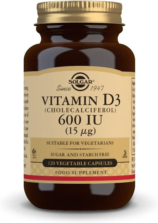 Solgar Vitamin D3 (Cholecalciferol) 15 mcg (600 IU), 120 Vegetable 120 Servings