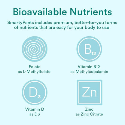 SmartyPants Prenatal Vitamins for Women, Multivitamin 3 Fish D3, C, B12, B6, B6, Vitamin 120 Count (30 Day