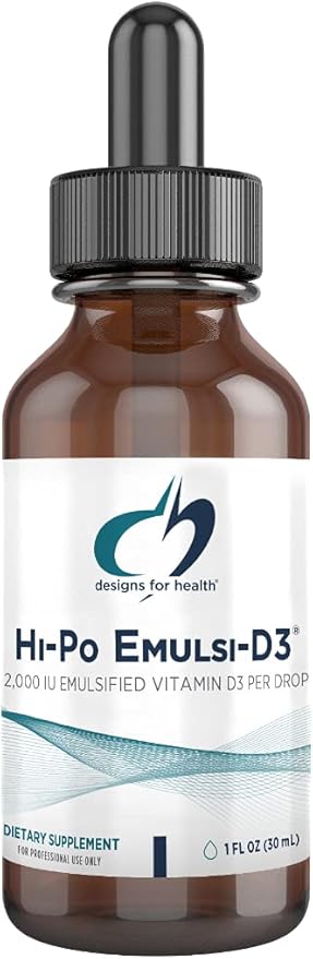 Designs for Health 2000 IU Vitamin Emulsi-D3 Emulsified D3, Highly D3 Drops 2000 IU (1000 Servings 1 Ounce)