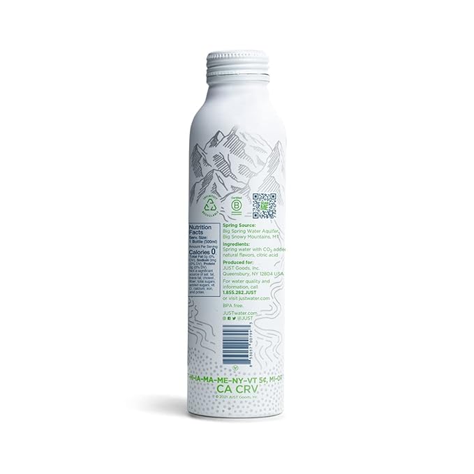 JUST Bubbles Lime - Pure Premium Sparkling Spring Water in a Fully Recyclable Reusable Eco-Friendly Bottle - 100% Mountain-Sourced Carbonated Water with Naturally Occurring Minerals, 16 Fl Oz (Pack of 12)