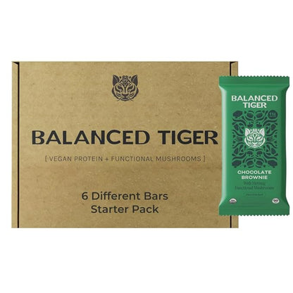 Organic Functional Mushroom Vegan Protein Bars | Made in USA | Full Dose (1500mg) Lions Mane, Chaga, Reishi & Cordyceps Bars | Plant Protein Bars w/Adaptogens & Superfoods | 6 Bars Sampler Pack