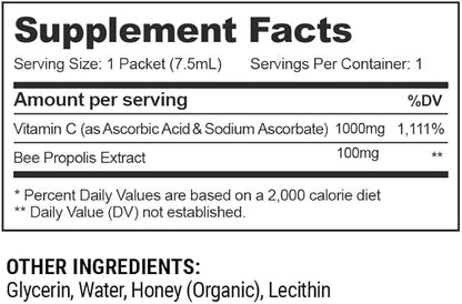 Beekeeper's Naturals Propolis Liposomal with Vitamin C Effective Bio-Available Immune Support Delivery, 30 Ct
