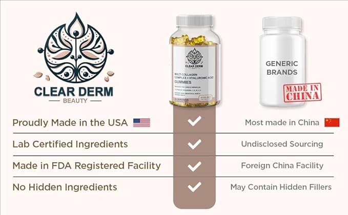 ClearDerm Multi Collagen Peptides Types 1,2,3,5,10 60 Gummies