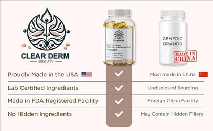 ClearDerm Multi Collagen Peptides Types 1,2,3,5,10 60 Gummies