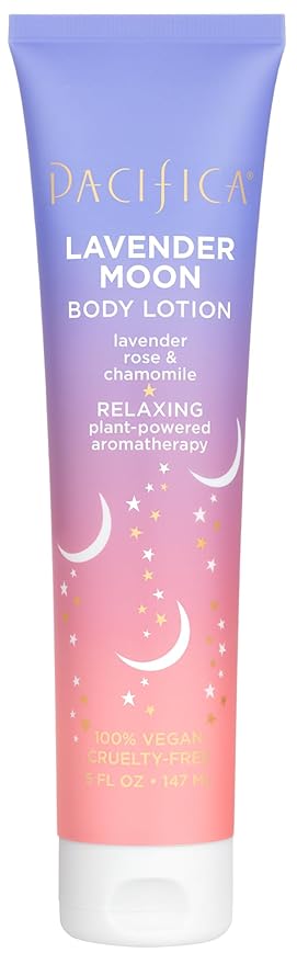Pacifica Body Lotion – Lavender Scented Moon Relaxing Body Moisturizer Cream with Rose, Chamomile & Vitamin E, Lightweight, Vegan & Cruelty-Free Dermatologist Tested (1 Count)