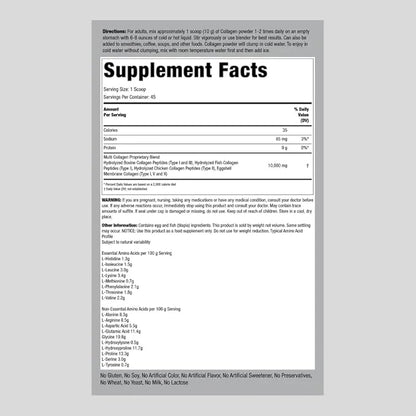 Piping Rock Multi Collagen Protein Powder 16 oz 10,000mg Peptides