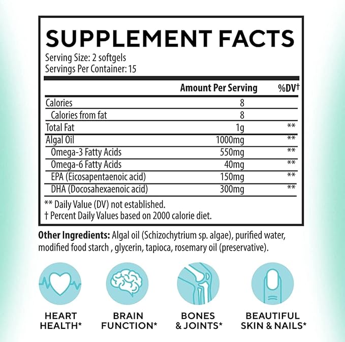DR. MORITZ Vegan Omega 3 DHA Omega-3 Fatty 1000mg - (30 Count 1))