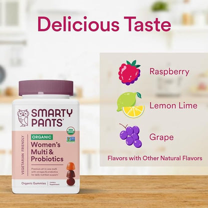 SmartyPants Organic Women's Multivitamin Gummies: Biotin, 3 (ALA), D3, C, B12, B6, B6, Vitamin 120 Count (30 Day