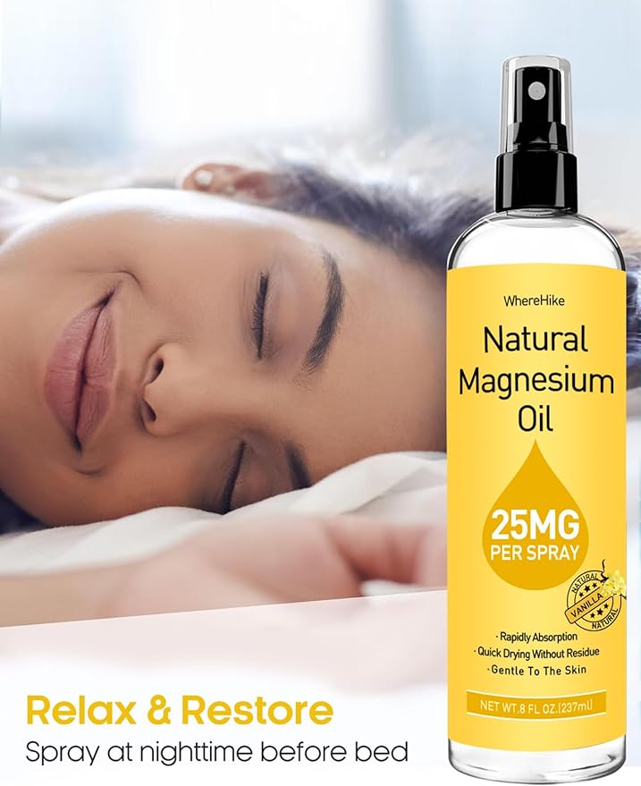 Pure Magnesium Oil Spray for Feet,Ideal Gift for Sleep & Muscle Relaxation,Better Sleep,Rapid Absorption,Quick Drying Without Residue-Vanilla
