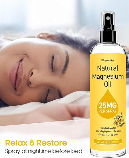 Pure Magnesium Oil Spray for Feet,Ideal Gift for Sleep & Muscle Relaxation,Better Sleep,Rapid Absorption,Quick Drying Without Residue-Vanilla