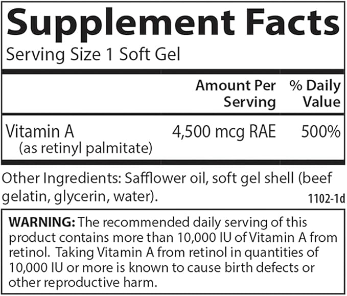 Carlson - Vitamin A, 15000 IU (4500 mcg 240 Softgels