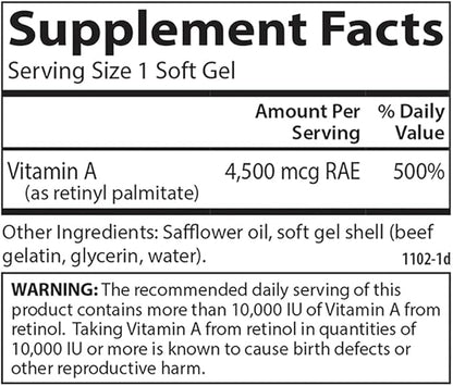 Carlson - Vitamin A, 15000 IU (4500 mcg 240 Softgels
