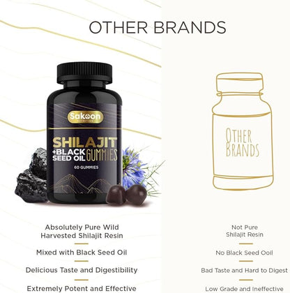 Pure Shilajit Supplement Gummies with Black