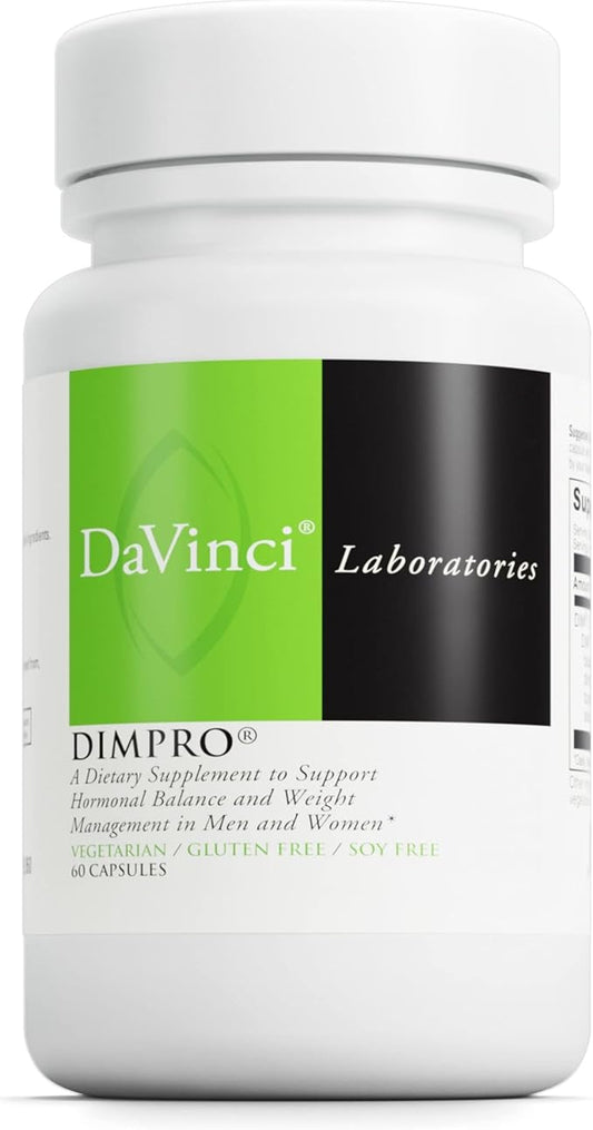 DAVINCI Labs DimPro - Dietary Supplement to Support Hormonal Balance in Men & Women - with Vitamin E and More - Vegetarian - Soy-Free - Gluten-Free - 60 Capsules