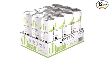 UPTIME Energy Drink, Sweet Summer Melon Sparkling, 12 Pack, Vitamin C, L Theanine, Calcium, Sugar Free Energy Drinks for Focus Support, 142mg of Natural Caffeine, 5 Calories, Natural, 12 fl oz Cans
