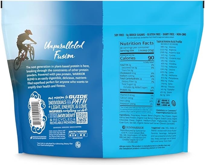 Sunwarrior Vegan Organic Protein Powder Plant-based 90 Servings