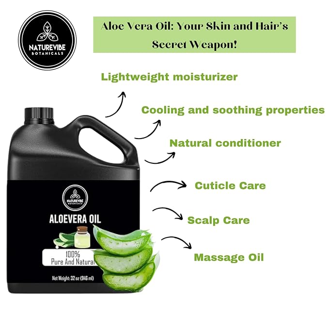 Naturevibe Botanicals Aloevera Oil 32 Ounces 100% Pure