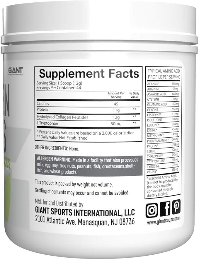 Giant Sports Collagen Peptide Powder 1 Type 3-1 LB