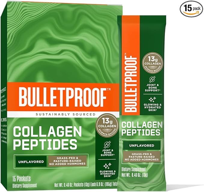 Bulletproof Unflavored Collagen Peptides Powder Packets, 15, Grass-Fed