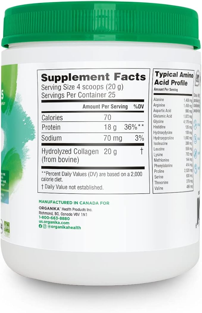 Organika Enhanced Collagen Peptides Protein Powder 17.64 oz