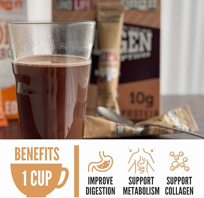 LonoLife - Mocha Collagen Peptides 10g Protein, 10 Servings, 10 Count