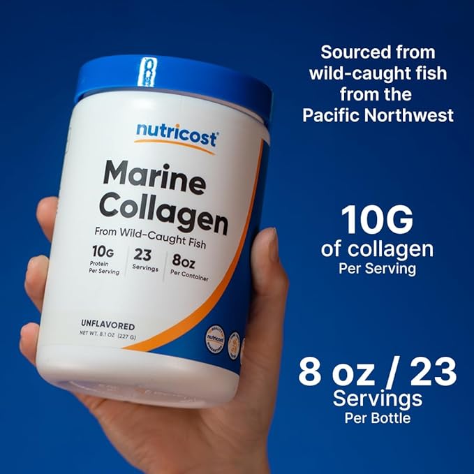 Nutricost Marine Collagen Powder Wild Caught (8 oz) 23 Servings, 10 G