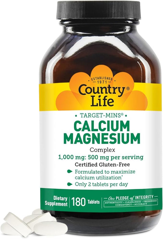 Country Life Target-Mins Calcium Magnesium Complex 1000mg/500mg, 180 180 Tablets,