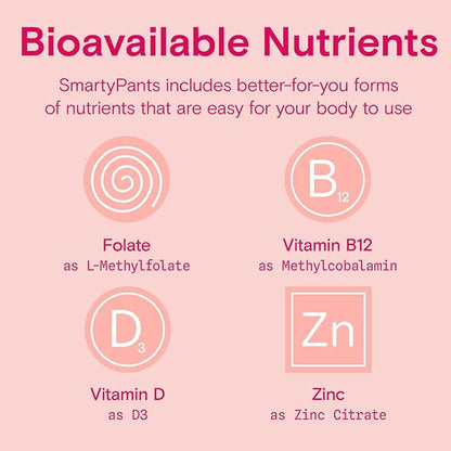 SmartyPants Organic Women's Multivitamin Gummies: Biotin, 3 (ALA), D3, C, B12, B6, B6, Vitamin 120 Count (30 Day