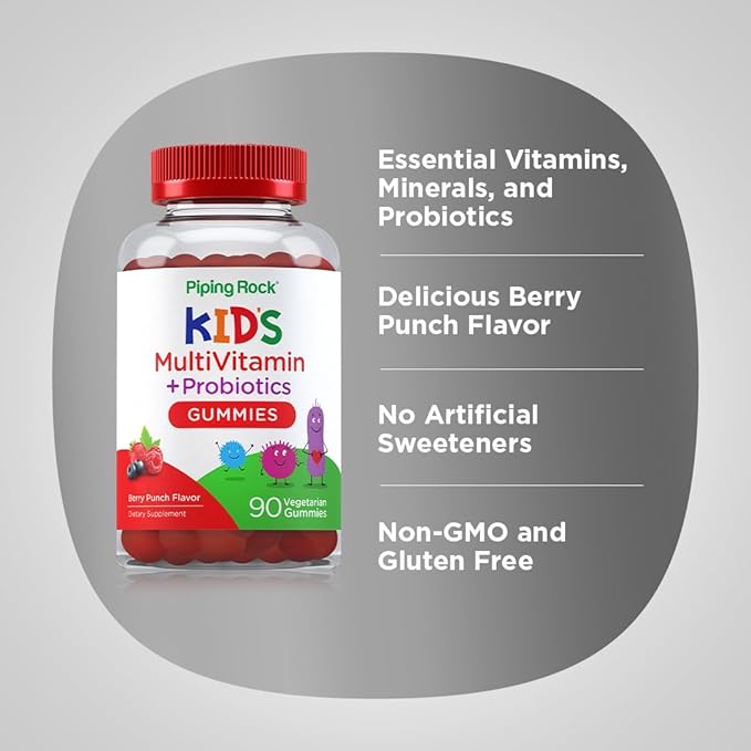 Piping Rock Kids Multivitamin and Probiotic 90 Gummies