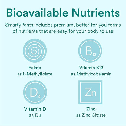 SmartyPants Organic Prenatal Vitamins for Women, 3 (ALA), D3, C, B12, B6, B6, Vitamin K2 & 180 Count (45 Day