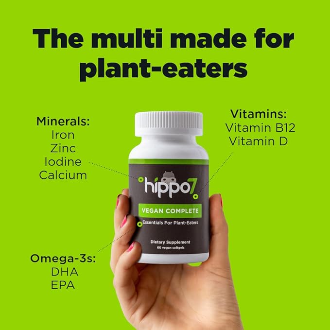 Vegan Complete Multivitamin Vitamin B12, Vitamin Omega-3 DHA+EPA, (1 Bottle, 60 Softgels)