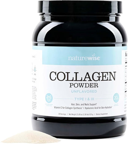 NatureWise Collagen Peptides Powder with Hyaluronic 30 Servings
