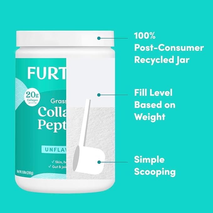 Further Food Unflavored Collagen Peptides Powder, 1 & 3 Protein, 9.88 oz