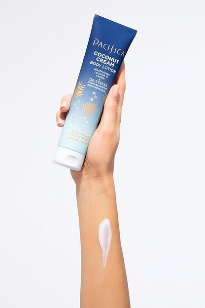 Pacifica Body Lotion – Coconut Cream Moisturizing Body Cream with Aloe, Vitamin E & Chamomile Coconut & Vanilla Scent - Skin Care Clean Vegan & Cruelty-Free Dermatologist Tested 5 fl oz