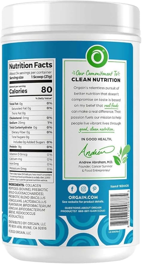 Orgain Collagen +Superfoods with 20 Grams 25.6 oz