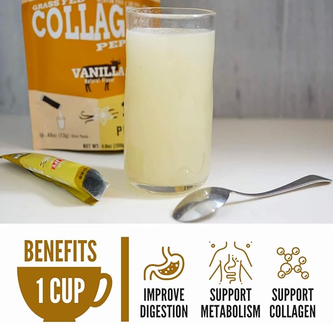 LonoLife - Vanilla Flavored Collagen Peptides 10g Protein, 10 Servings, 10 Count