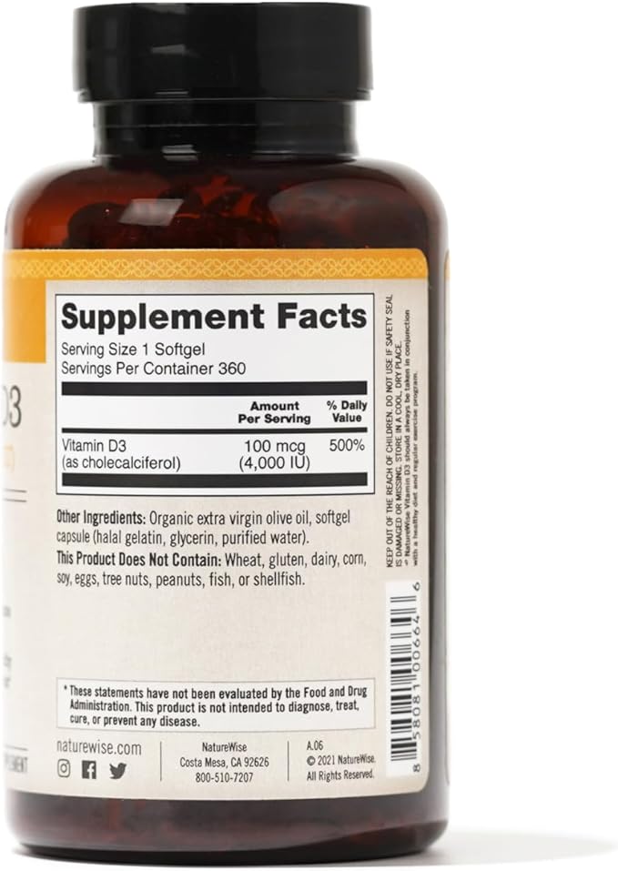 NatureWise Vitamin D3 4000iu (100 mcg) 360 Count