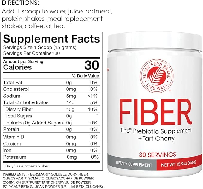 Tino Natural Gluten Free Prebiotic Fiber Supplement (1 Canister 15.9 Oz)