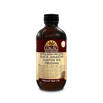 OKAY | Extra Dark 100% Natural Black Jamaican Castor Oil | For All Hair Textures & Skin Types | Grow Strong, Healthy, Smooth and Thick Hair | With Vitamin E - Omega 6 & 9 | 4 oz