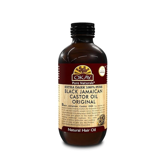 OKAY | Extra Dark 100% Natural Black Jamaican Castor Oil | For All Hair Textures & Skin Types | Grow Strong, Healthy, Smooth and Thick Hair | With Vitamin E - Omega 6 & 9 | 4 oz