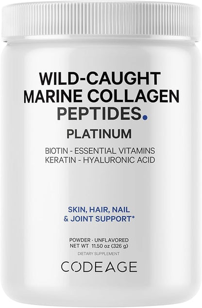 Codeage Marine Collagen Protein Powder Supplement, 10,000 mcg, D3 & B6, Keratin, 11.50 oz