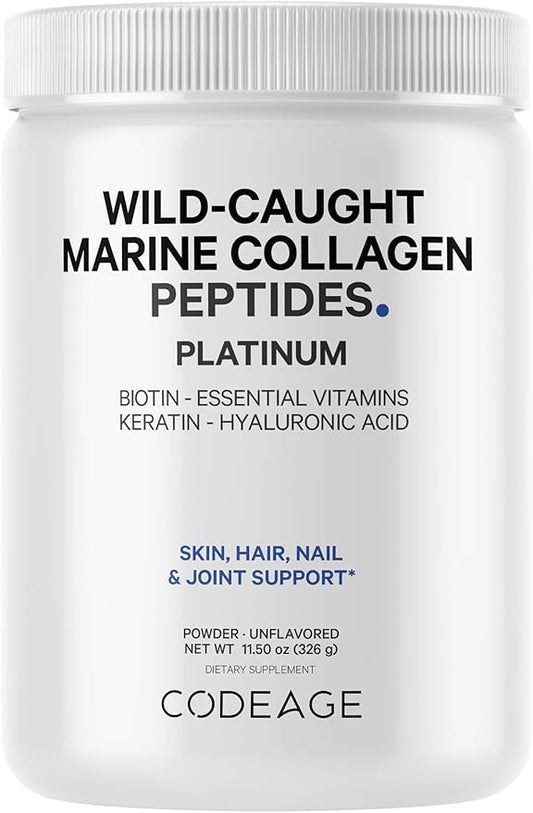 Codeage Marine Collagen Protein Powder Supplement, 10,000 mcg, D3 & B6, Keratin, 11.50 oz