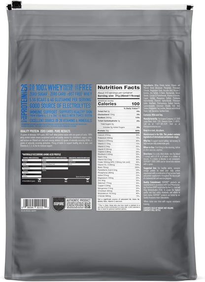 Isopure Zero Carb 100% Pure Whey Isolate Protein Powder, Lactose Free, Gluten Free, With Vitamins, Creamy Vanilla, 25g Protein Per Serving, 7.5 Lbs, 110 Servings