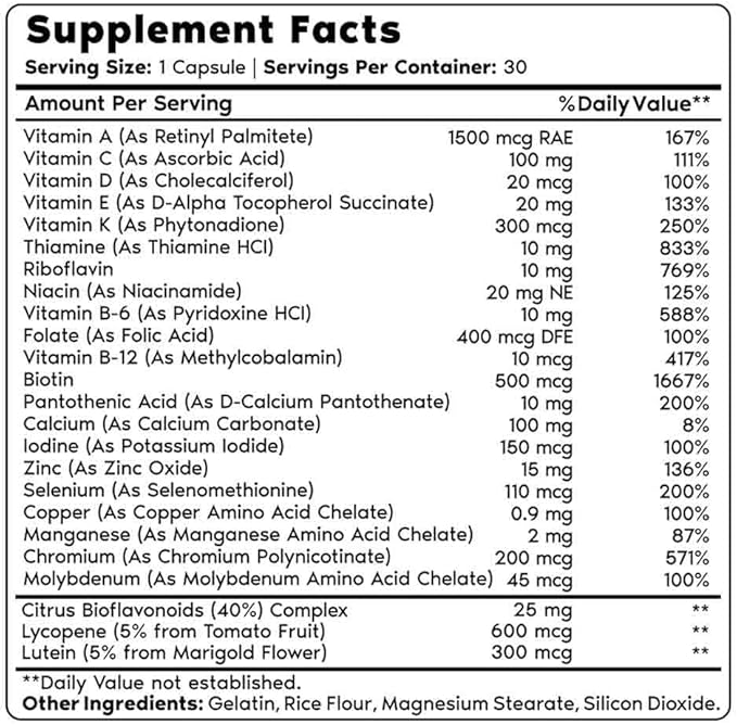 Primal Harvest Multivitamin for Women and B12, B6, B6, Biotin, (30 Capsules)