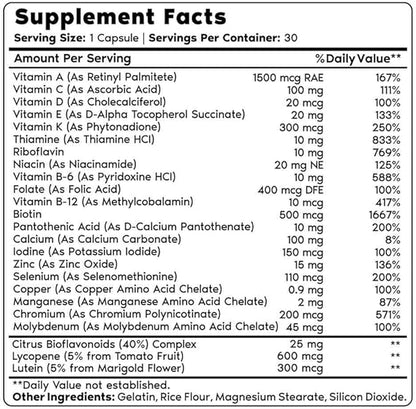 Primal Harvest Multivitamin for Women and B12, B6, B6, Biotin, (30 Capsules)