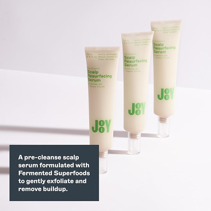 JooY Scalp Resurfacing Serum, Pre-Cleanse Exfoliating Treatment with Fermented Superfoods, Removes Buildup, Reduces Oil & Promotes a Healthy Scalp, Ginger Root, Papaya, & Tea Tree – 2 fl oz